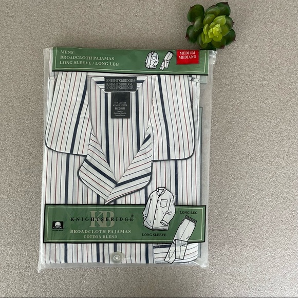 Knightsbridge Other - Men’s Broadcloth Striped Print Long Sleeve Long Leg Pajamas Size Medium